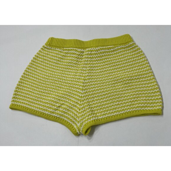 Venroy Striped Cotton Knit Short in Chartreuse/Off White Stripe - Picture 4 of 5